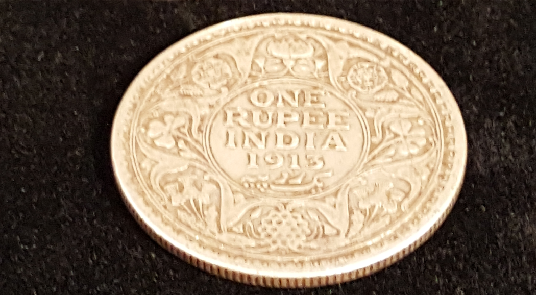 British India "King George V Emperor" Silver One Rupee Coin Rings