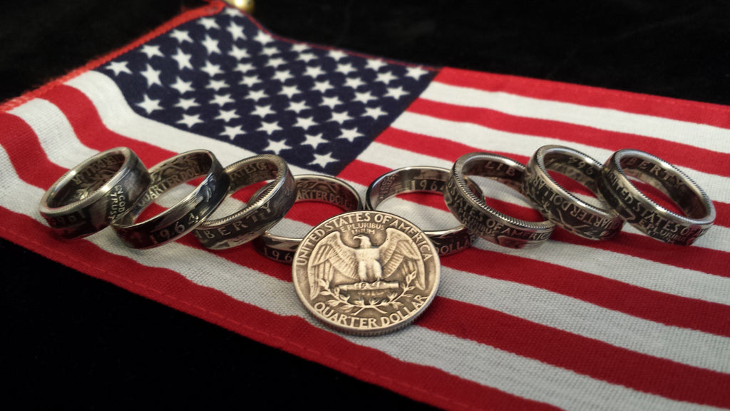 Washington Silver Quarter Coin Rings